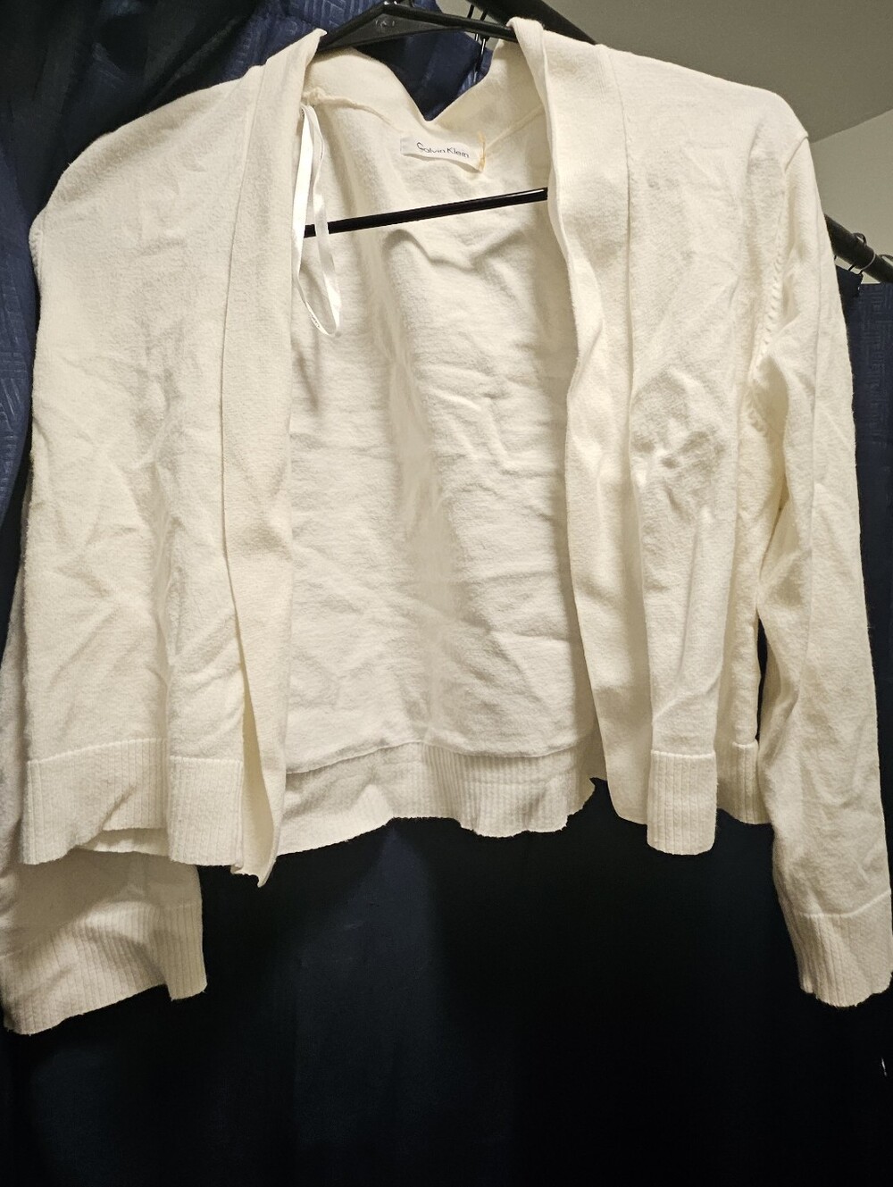Calvin Klein Cream Open-Front Lightweight Cardigan